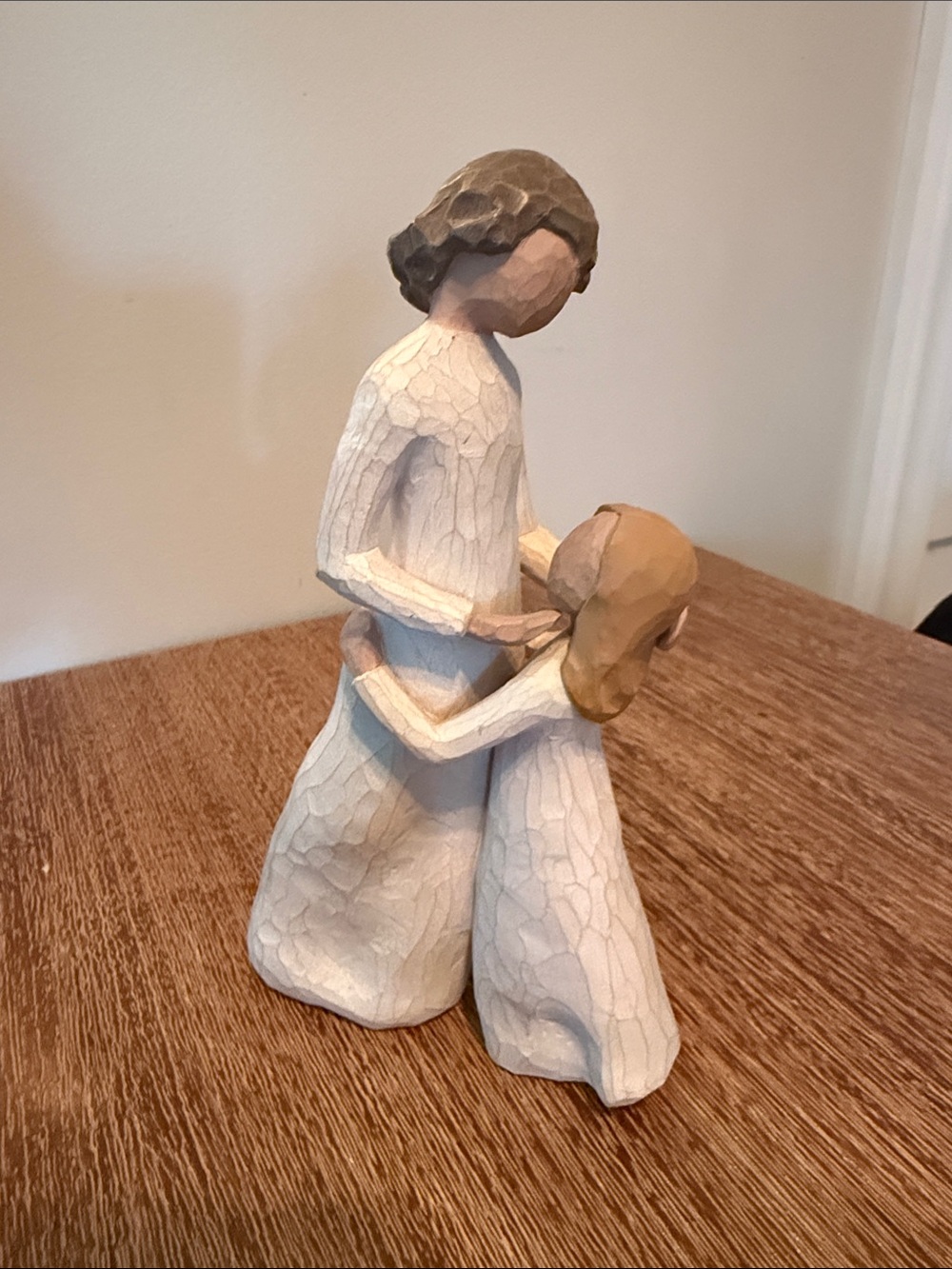 Wooden Mother and daughter Figurine -